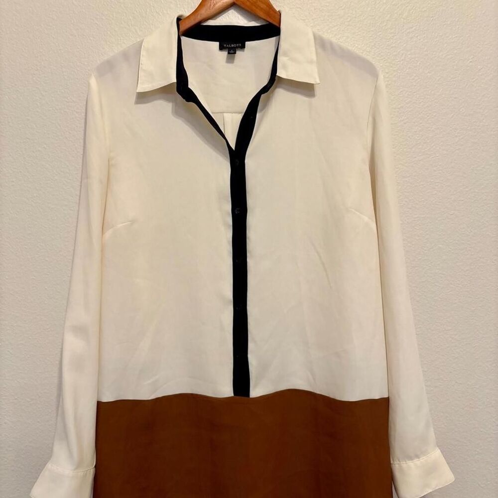 Talbots Colorblock Button-Down Blouse/ Size L